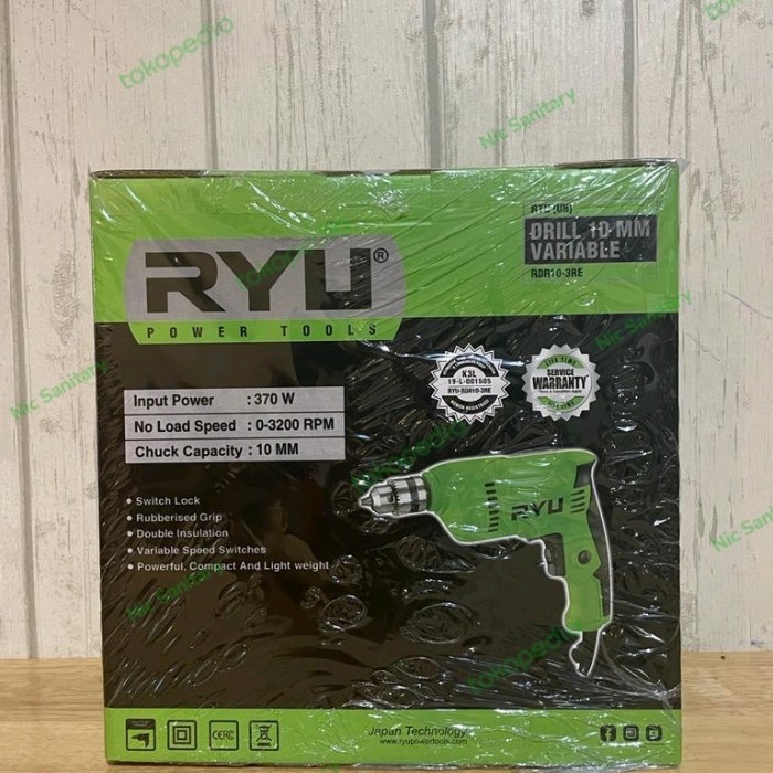 ✅COD Mesin Bor Tangan Listrik Ryu Tekiro 10Mm Bolak Balik Rdr 10-3Re Japan Diskon