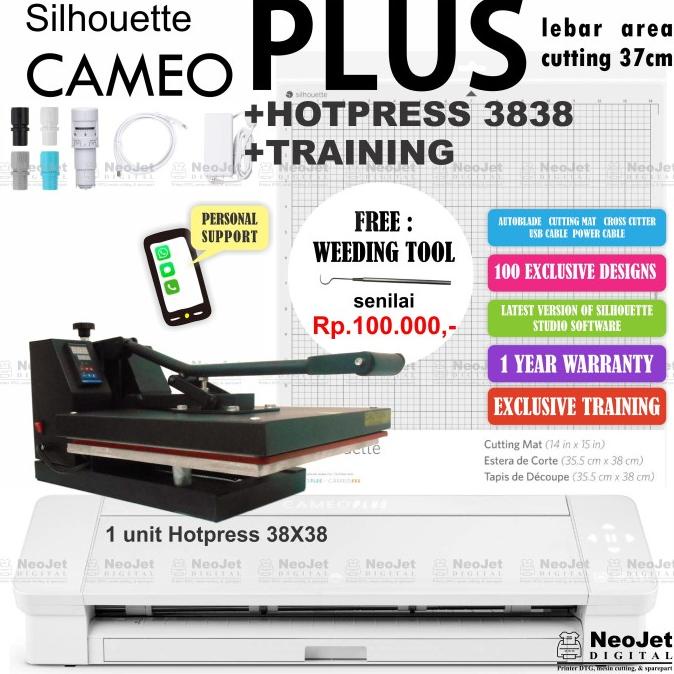 

Paket Sablon Mesin Cutting Sticker Cameo 4 Plus Hotpress 38X38Cm 3838 Kode 192