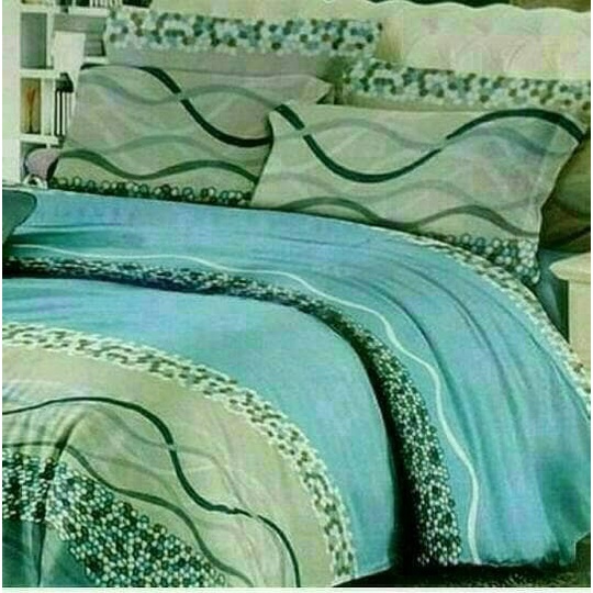 [New] Seprei/Sprei/Sprai  Bedcover Katun Jepang Gelombang Biru Laut 160X200 Berkualitas