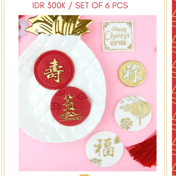 

✅Termurah Cny Set 6 Pcs Cetakan Kue Imlek Sincia Gong Xi Fa Cai Limited