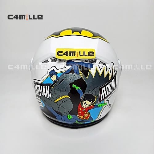 ✨New Helm Gm Evo Teen Batman  Robin #1 White Half Face Bisa Gojek