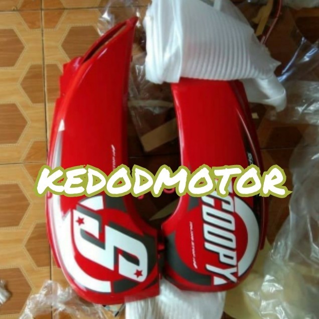 ✨New Ori Cover Body Samping Scoopy Fi 2013-2016 Merah  Striping Limited