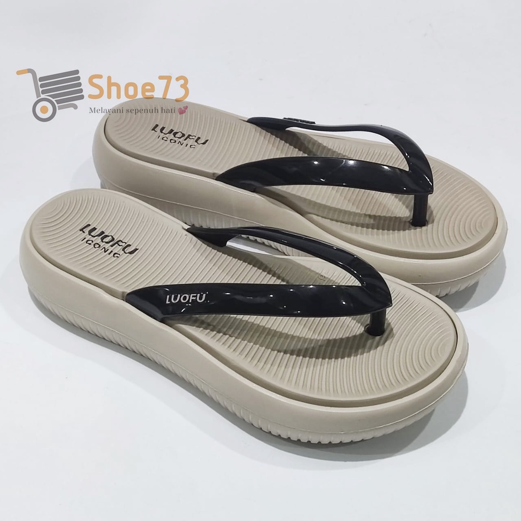 [MODEL TERKINI] LUOFU E 7204 - E01SM SIZE 36-40 ORIGINAL l Sandal wedges jepit jelly wanita l Sendal