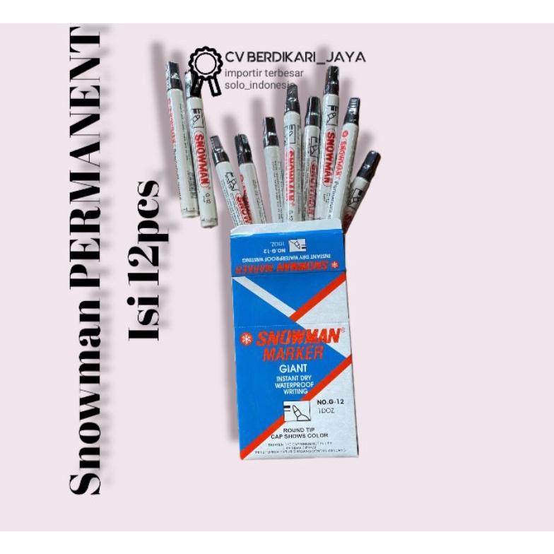 

ORIGINAL (PAKET 12PCS)SPIDOL SNOWMAN PERMANENT HITAM PROMO