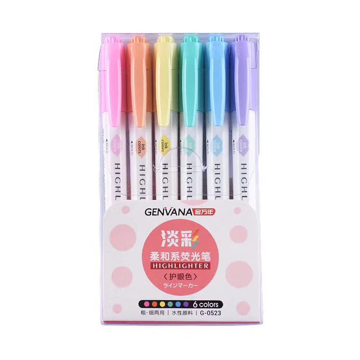 

ORIGINAL GENV Dual TIP Highlighter with Pastel Colors / Highlighter dengan 6 warna pastel COD