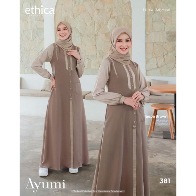 Gamis Terbaru Ethica // Ayumi 381 Taupe Brown XL