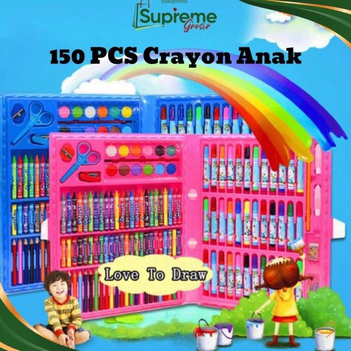 

150 Pcs Crayon Anak Full Set Warna Lengkap Kode 96