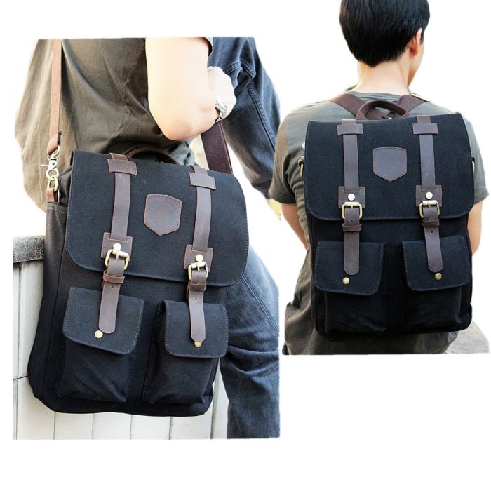 ✨Ready Tas Ransel Laptop / Backpack / Tas Punggung Kanvas Kulit Bourzu Savant Terbaru