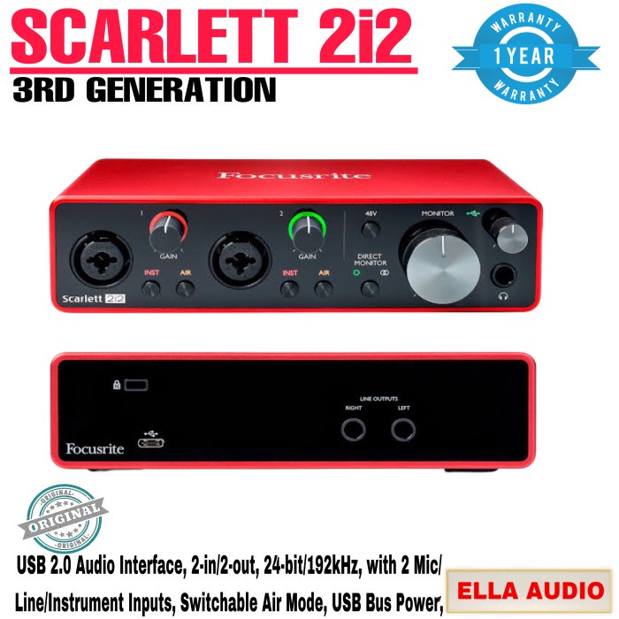 ✨Sale Focusrite Scarlett 2I2 3Rd Gen Soundcard Bisa Sameday
