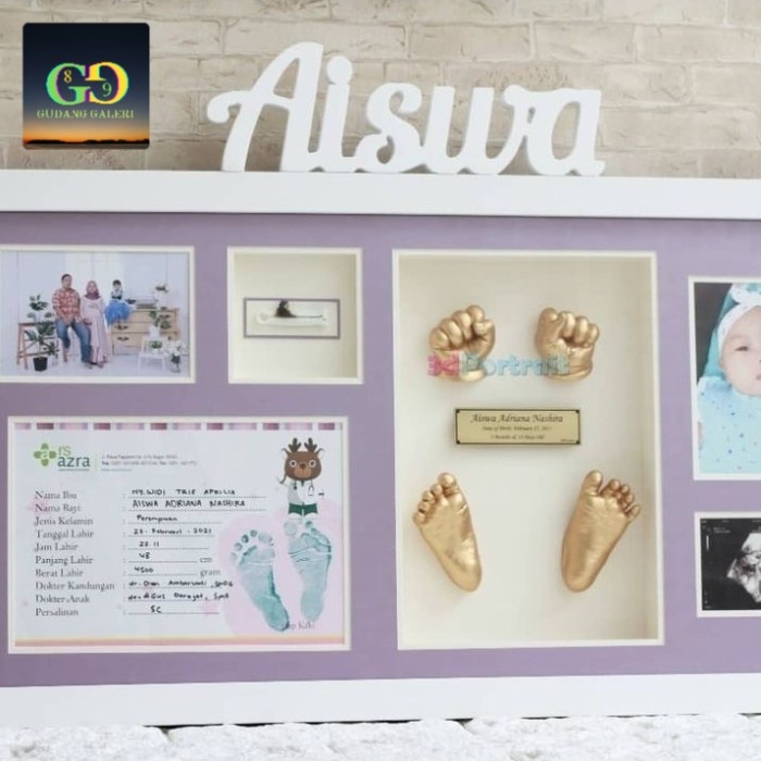 

✨Sale Paket Lengkap Frame Modern Nama Ukir Cetakan Kaki/Tangan Include Limited