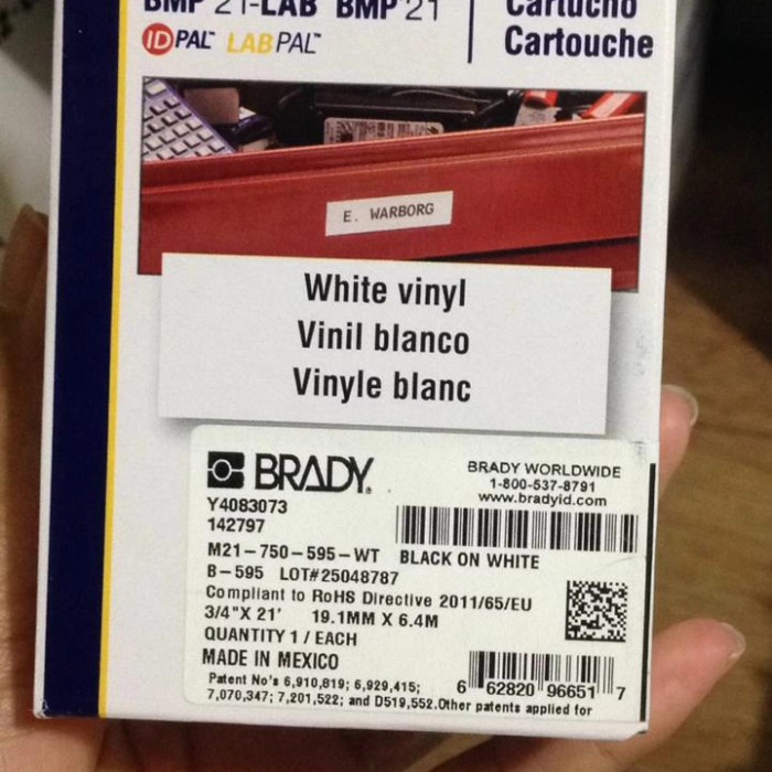 

✨Sale Tape Label Brady Vinyl White M21-750-595-Wt Bisa Sameday