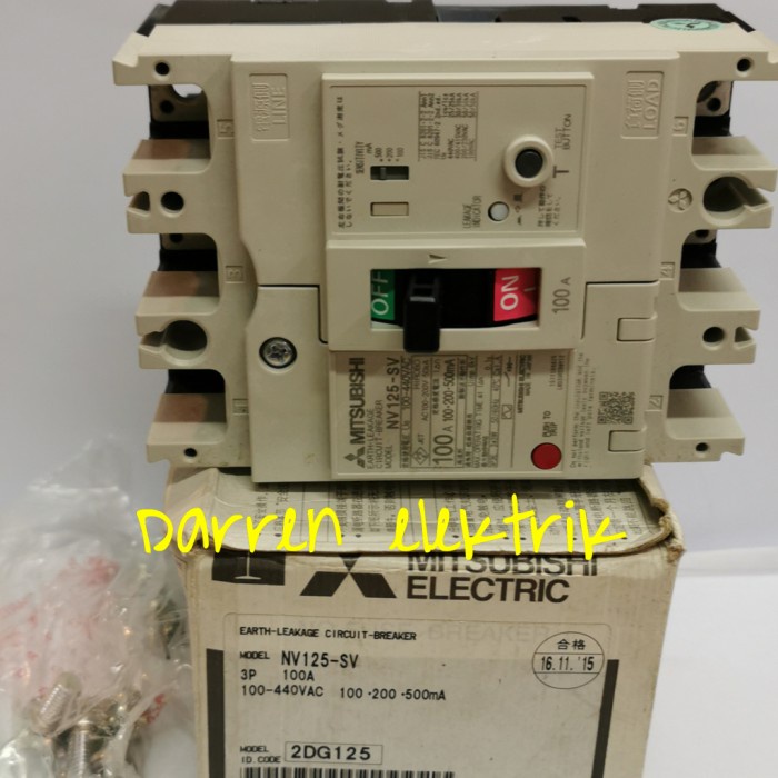 ✨Original Mitsubishi Elcb Nv 125 Sv 3P 100A 100/200/500Ma Diskon