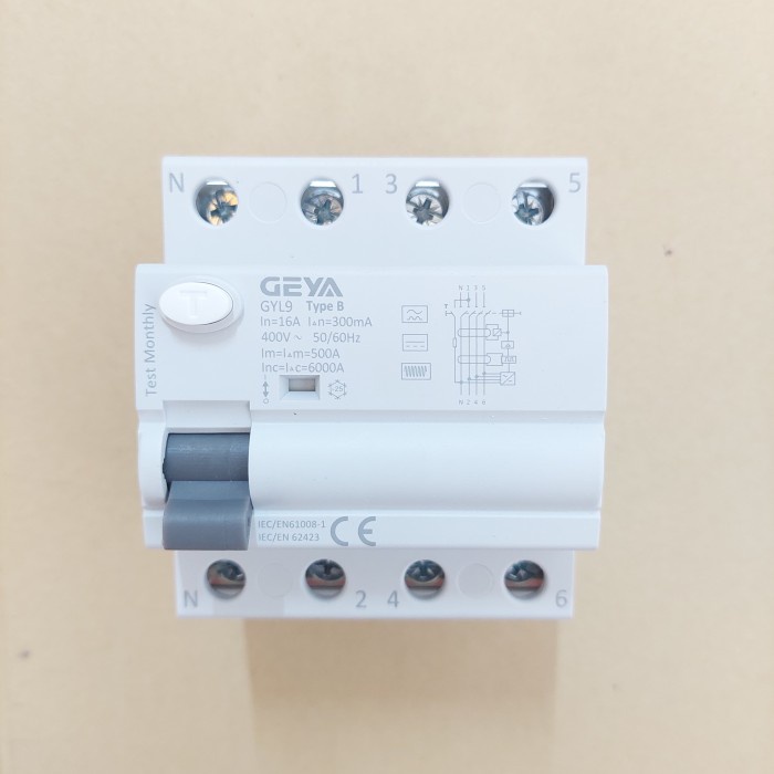 ✨Original Geya Rccb Elcb Rcd Type B 16A 4P 300Ma Rccb Elcb Type B 16A 4P 03A Terbaru