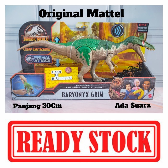 ✨New Jurassic World Camp Cretaceous Sound Strike Baryonyx Grim Mattel Terbaru