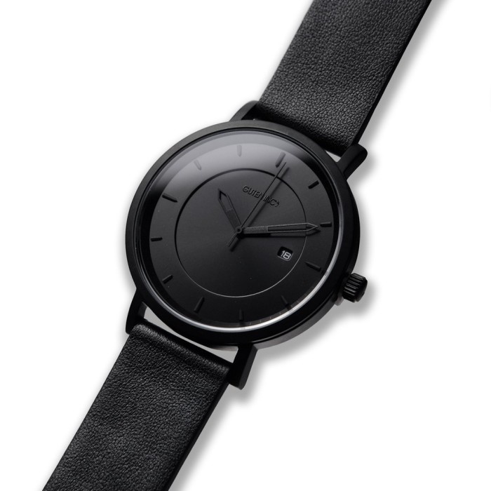 ✅Termurah Guten Inc Sincere Full Black Leather Watch - Jam Tangan Pria Guteninc Terbaru