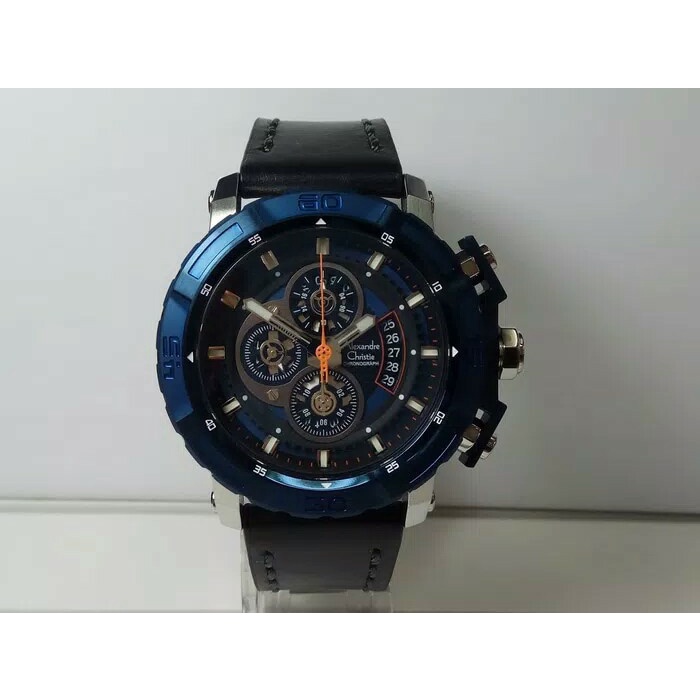 ✅Sale Jam Tangan Pria Alexander Christie Ac 6439 Silver Blue Original Bisa Gojek