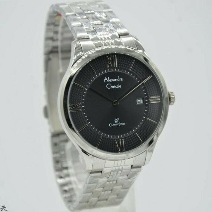 ✅Sale Jam Tangan Pria Alexander Christie Ac 8503 Cowok Silver Black Original Limited