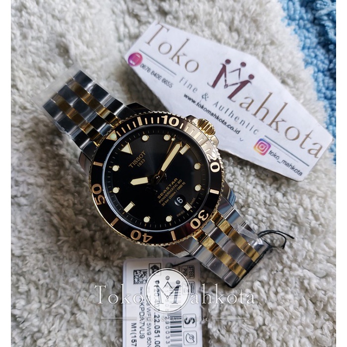 Tissot Seastar 1000 Powermatic 80 T120.407.22.051.00 Jam Tangan Diver Pria Stainless Steel dengan Lapisan PVD Emas Kuning