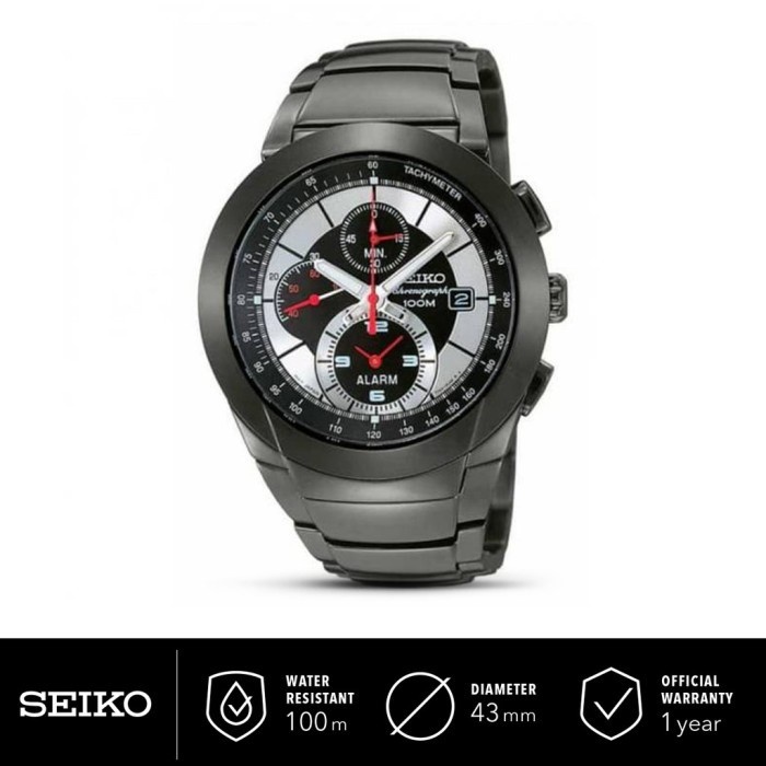 ✅Ori Jam Tangan Pria Seiko Chrono Quartz Stainless Steel Snab35P1 Original Berkualitas