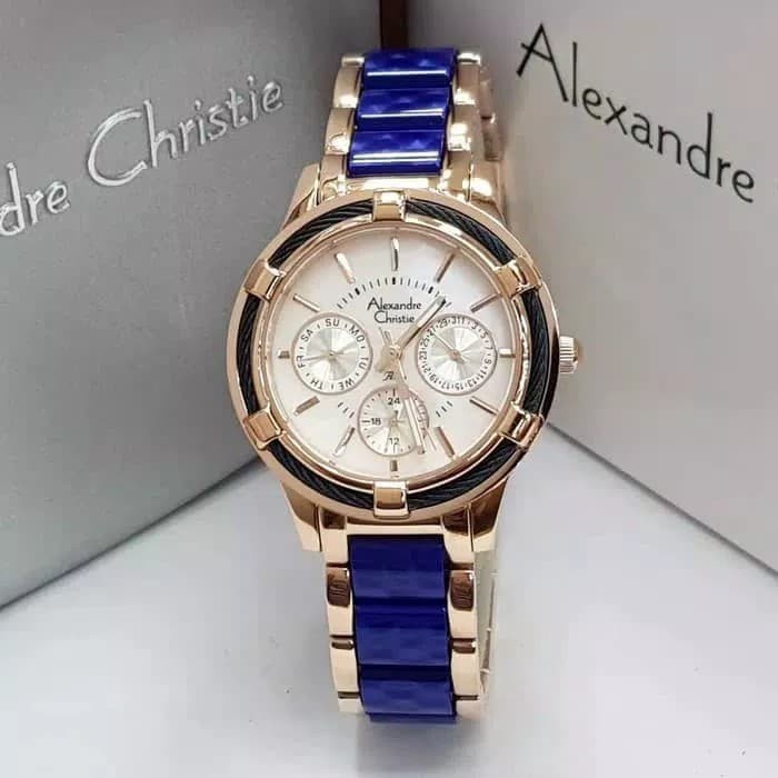 ✅New Ori Jam Tangan Cewek / Wanita Alexandre Cristie Ac 2654 Blue Rosegold Bisa Sameday