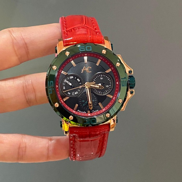 ✅New Jam Tangan Wanita Alexandre Christie Ac 9205 Ac9205 Red Green Original Terbatas