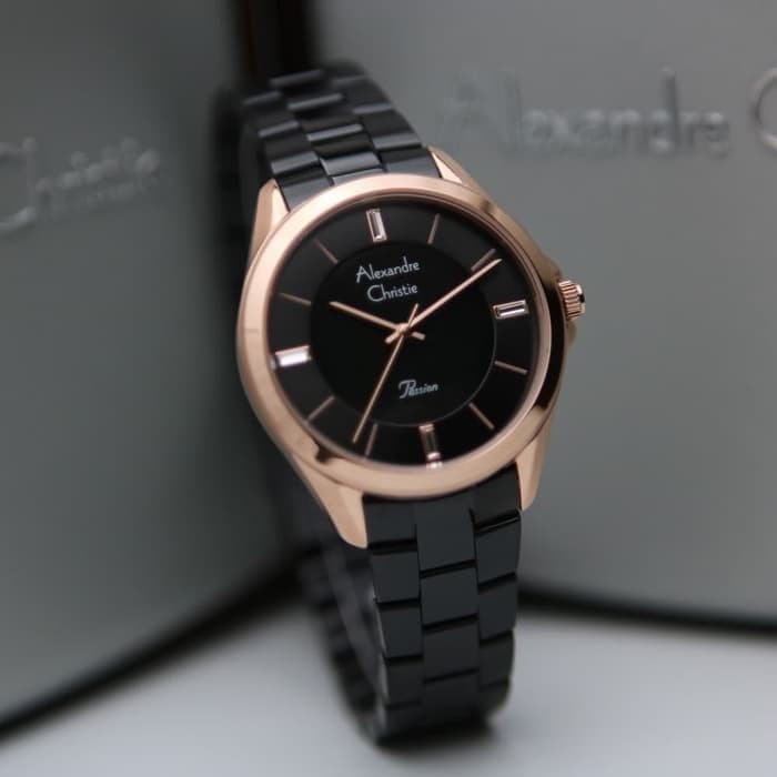 ✅Baru Jam Tangan Wanita Original Alexandre Christie Ac2816 Black Rose Gold Diskon