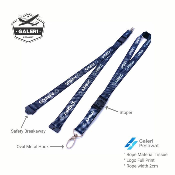 Promo Lanyard / Gantungan Id Card Airbus Carbon