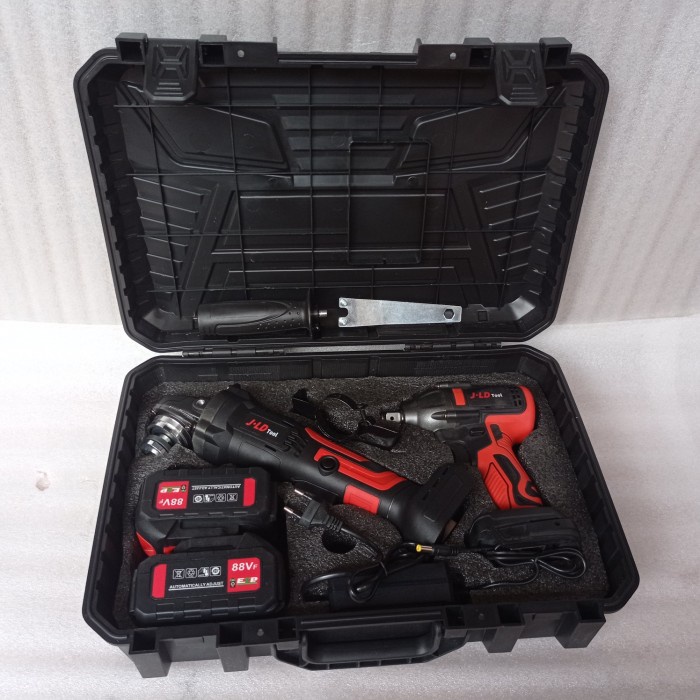 Promo Paket Gerinda Baterai Dan Impact Jld 88 Volt Dan Chainsaw Mini Jld Terbaru
