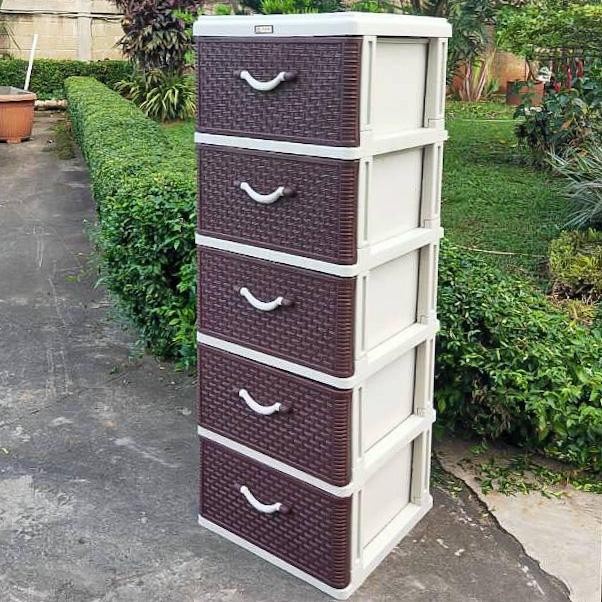 RAK PLASTIK/ LEMARI PLASTIK / LEMARI BAJU MOTIF ROTAN SUSUN 5