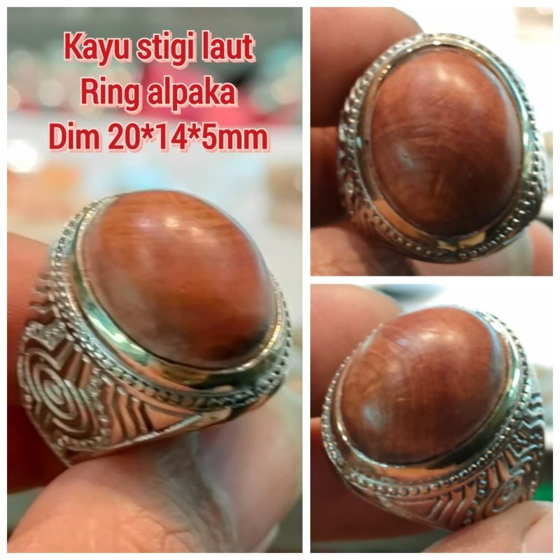 CINCIN BATU KAYU STIGI LAUT RING ALPAKA