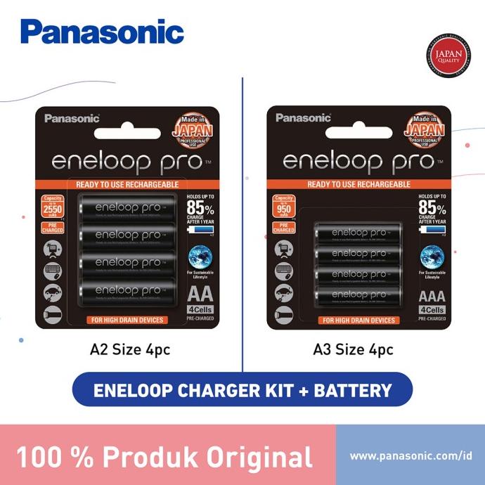 Terbaik Panasonic Eneloop Pro Baterai Rechargeable 4Pc Aa (A2) | Aaa (A3) Original