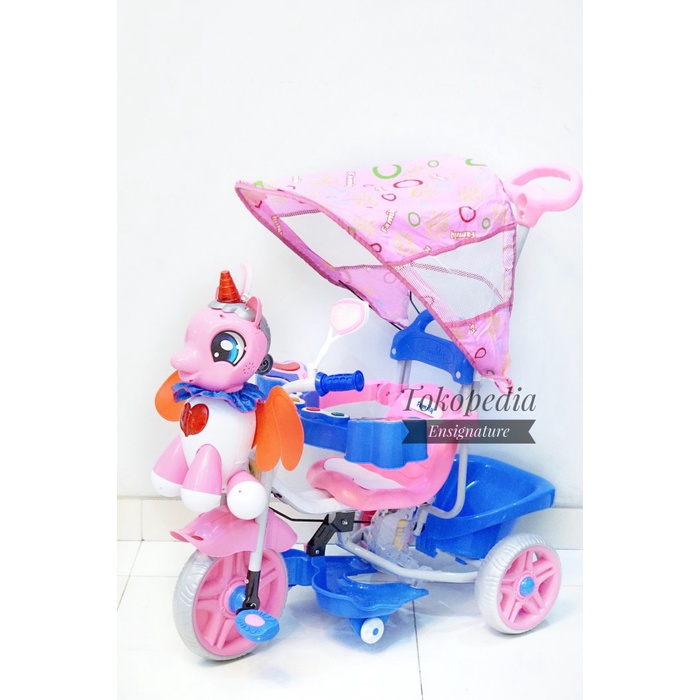 Promo Sepeda Anak Roda Tiga Kuda Pony Family F845 Ban Besar Pink