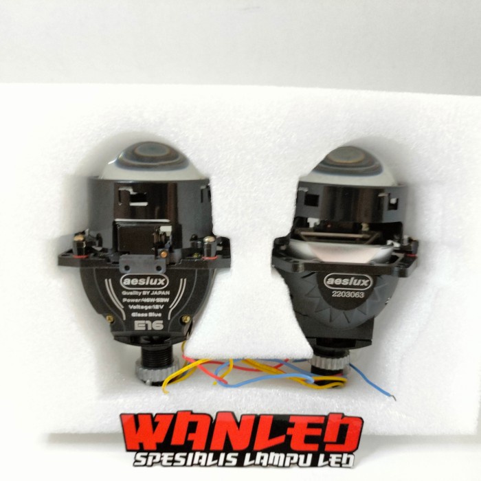 [New Ori] Headlamp E16 Aeslux Bi Led Projie Projector Lensa Blue Lens Terbaru