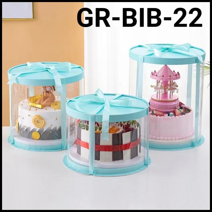 

HOT DEAL GR-BIB-22 KOTAK DUS CAKE GLASS MIKA GIFT BOX KUE BULAT TRANSPARAN 22CM