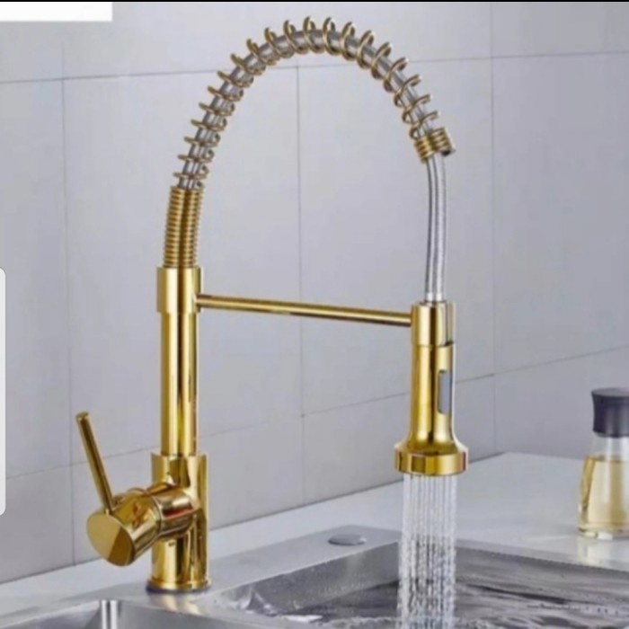 ✅Ori Vnt Kran Tarik Plexible Gold Mixer Kran Pantry Gold Panas Dingin Terbaru