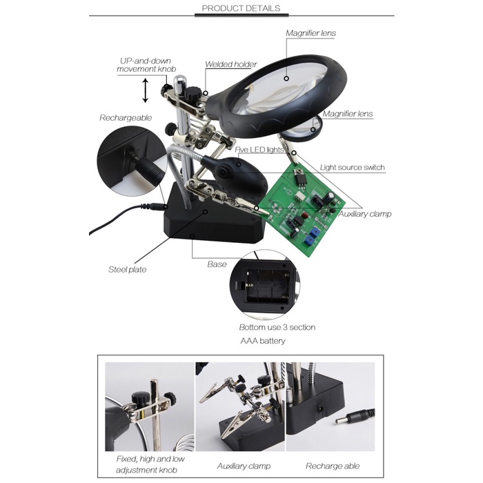 

Jepit Pcb Led Telijia Te-800 / Holder Kaca Pembesar Lampu