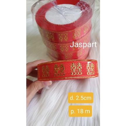 

Pita Roll Chinese Wedding Pita Kain Merah Emas Sangjit Tulisan Shuang Shi 18M