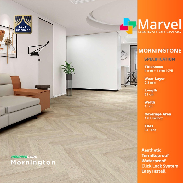 [Ori] Marvel Spc Herringbone 5 Mm  Vinyl Flooring 3Mm Terbatas