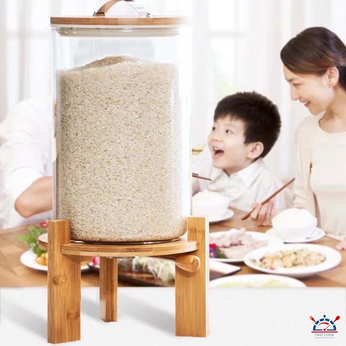 Tempat Beras Disser Beras Rice Storage Kaca Kapasitas 7,5Kg Estetik