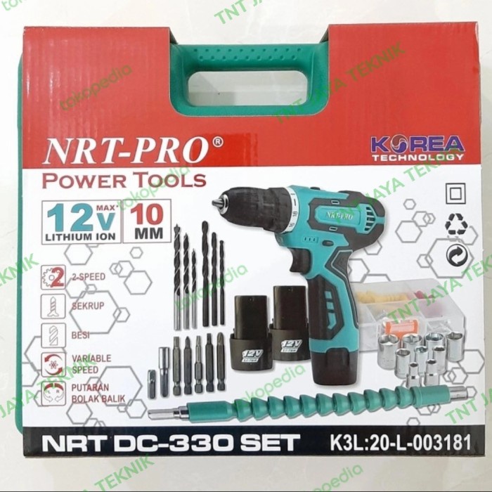 Promo Nrt Pro Dc 330 Set / Mesin Bor Cordless Nrt Pro Dc330 / Bor Baterai