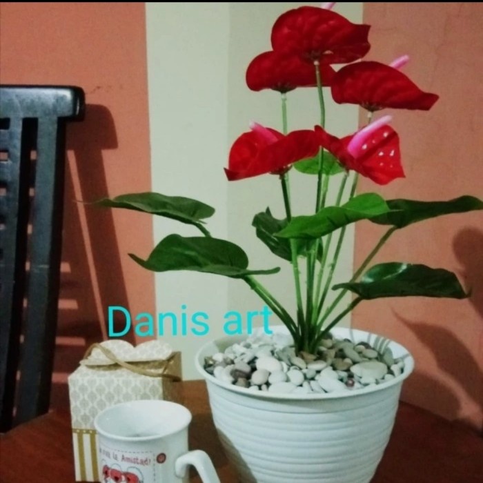 Promo Anthurium Bunga Jumbo/ Tanaman Palsu/ Tanaman Plastik/ Tanaman Hias - Semi Latex M
