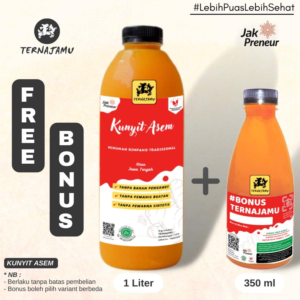 

Model Baru Jamu Kunyit Asem / Kunyit Asam Sirih Pelangsing / Kunyit Tawar / Pelancar Haid 1 Liter - TERNAJAMU