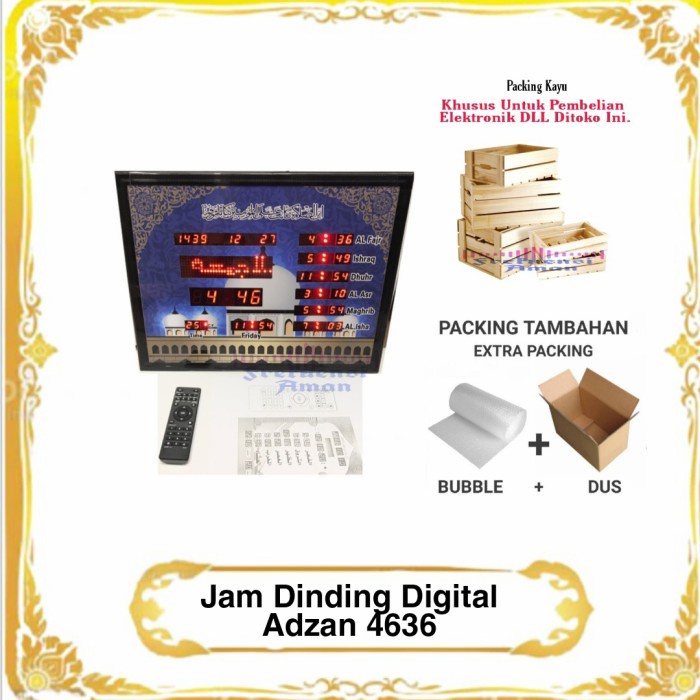 [Ori] Jam Dinding Digital Jam Sholat Masjid Jam Bingkai Otomatis Jumbo Terbaru