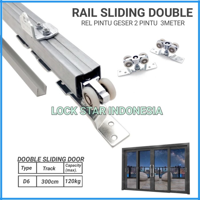 [Ori] Rel Sliding 2 Pintu / Rel Pintu Geser 3Meter Double Door Limited