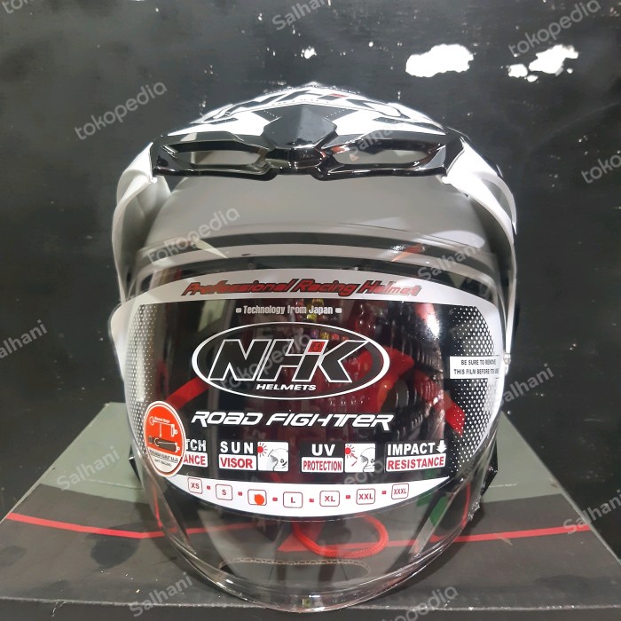 [New Ori] Helm Nhk Predator Crypton Motif Royal White/Black Diskon