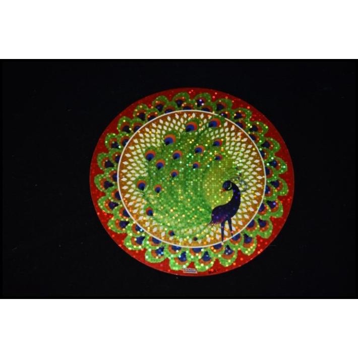 

TERBARU DIWALI RANGOLI STICKER RED BLUE GREEN BIG PEACOCK DESIGN 22 CMS !!!!!!!