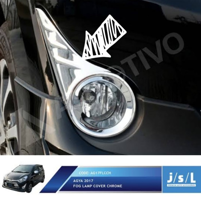 sepasang cover fog lamp chrome agya trd 2017 garnish fog lamp agya murmer