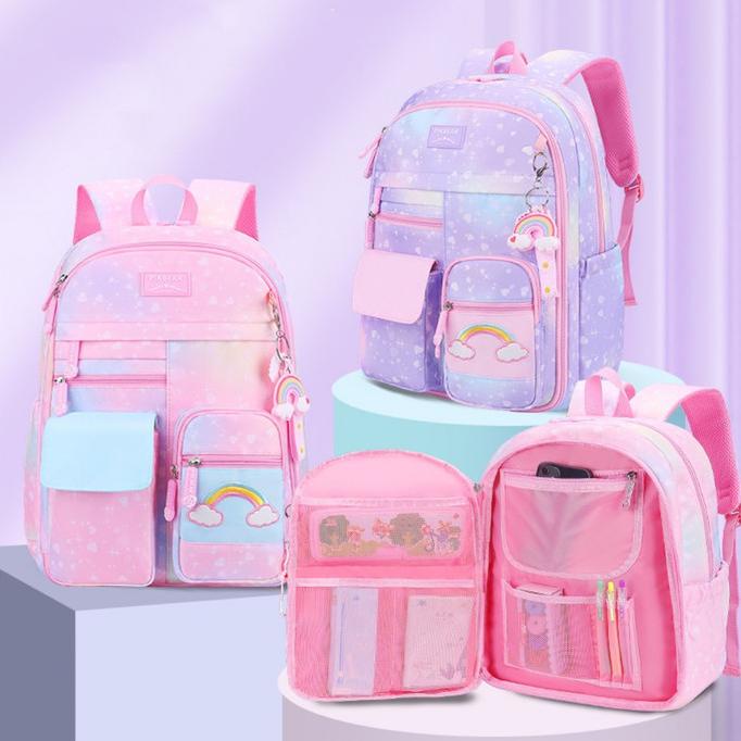 Tas Ransel Sekolah Anak  Rainbow Tas Sekolah Perempuan Pelangi  Import Original
