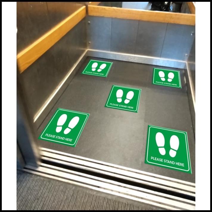 

TERMURAH STIKER LIFT SOCIAL DISTANCING UKURAN 45 X 45 !!!!!!