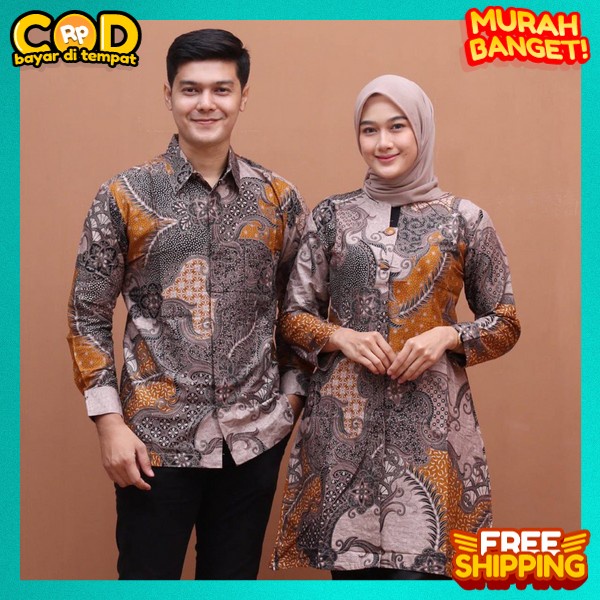 Tunic Pria Wanita Trend Terlaris 2024 Pakaian Pasangan Terbaru Batij Kopel Tinik Couple Batk Kemeja 